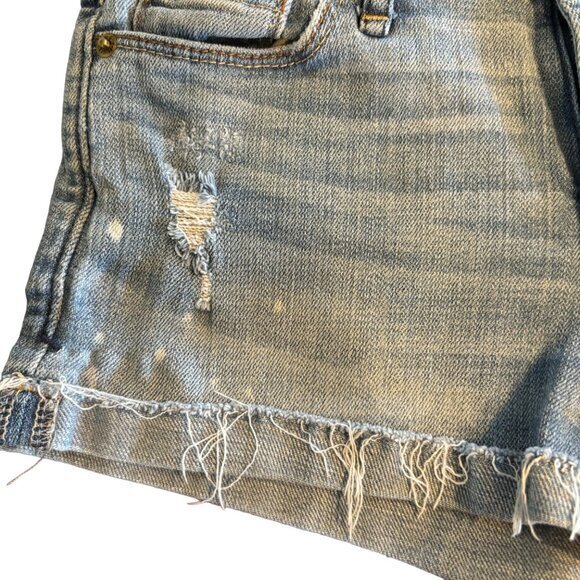 Abercrombie & Fitch A&F Light Wash Bleach Spots Cut Off Stretch Jean Shorts 2 - Picture 5 of 8